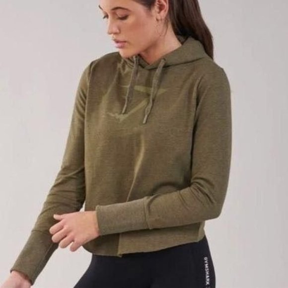 Gymshark Cropped Hoodie - Olive green - Picture 1 of 6